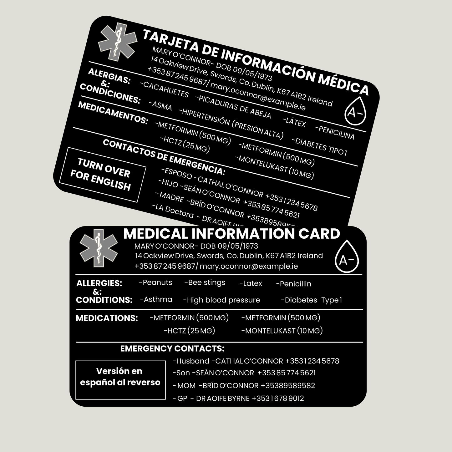 Emergency Medical Contact Card