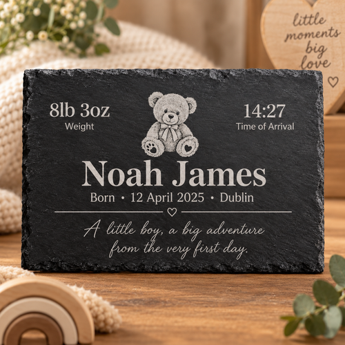 Personalised Baby Birth Slate Plaque — 20 × 30 cm