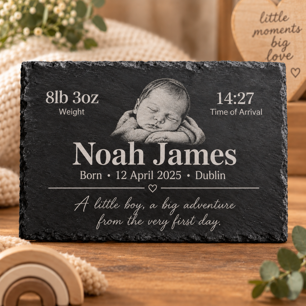 Personalised Baby Birth Slate Plaque — 20 × 30 cm