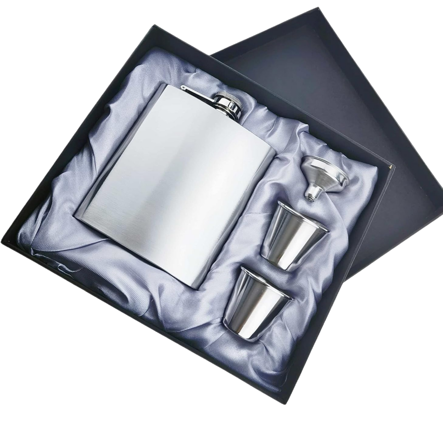 Personalised Engraved Stainless Steel Hip Flask Gift Set