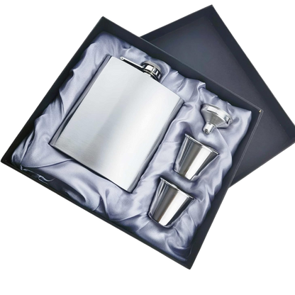 Personalised Engraved Stainless Steel Hip Flask Gift Set