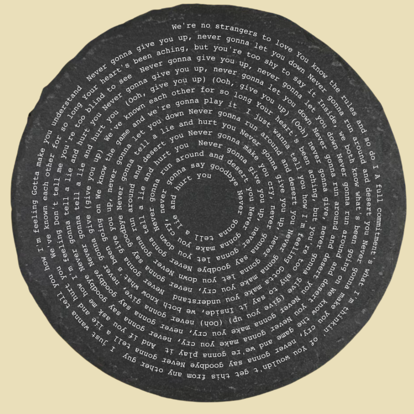 Personalized Song Lyric Slate Coaster